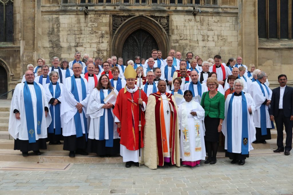 Bishop Robert with Licensed Lay Readers, Gloucester Cathedral 2019