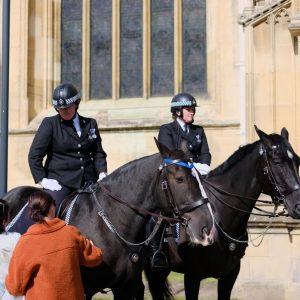 Mounted police at Gloucester Cathedral