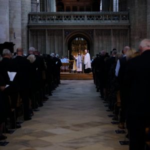 During the commemoration service at Gloucester Cathedral